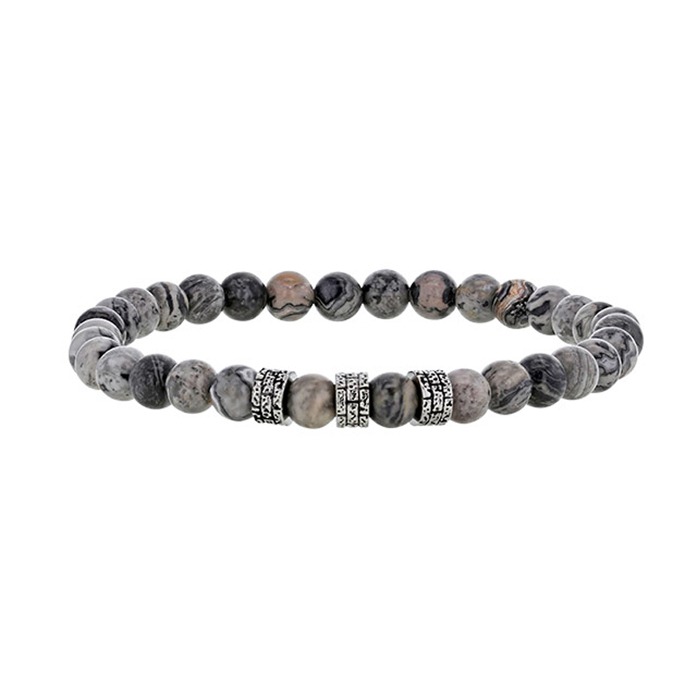 Bracelet Jaspe gris “Pour Lui” – Ref. F01-622 – Image 2