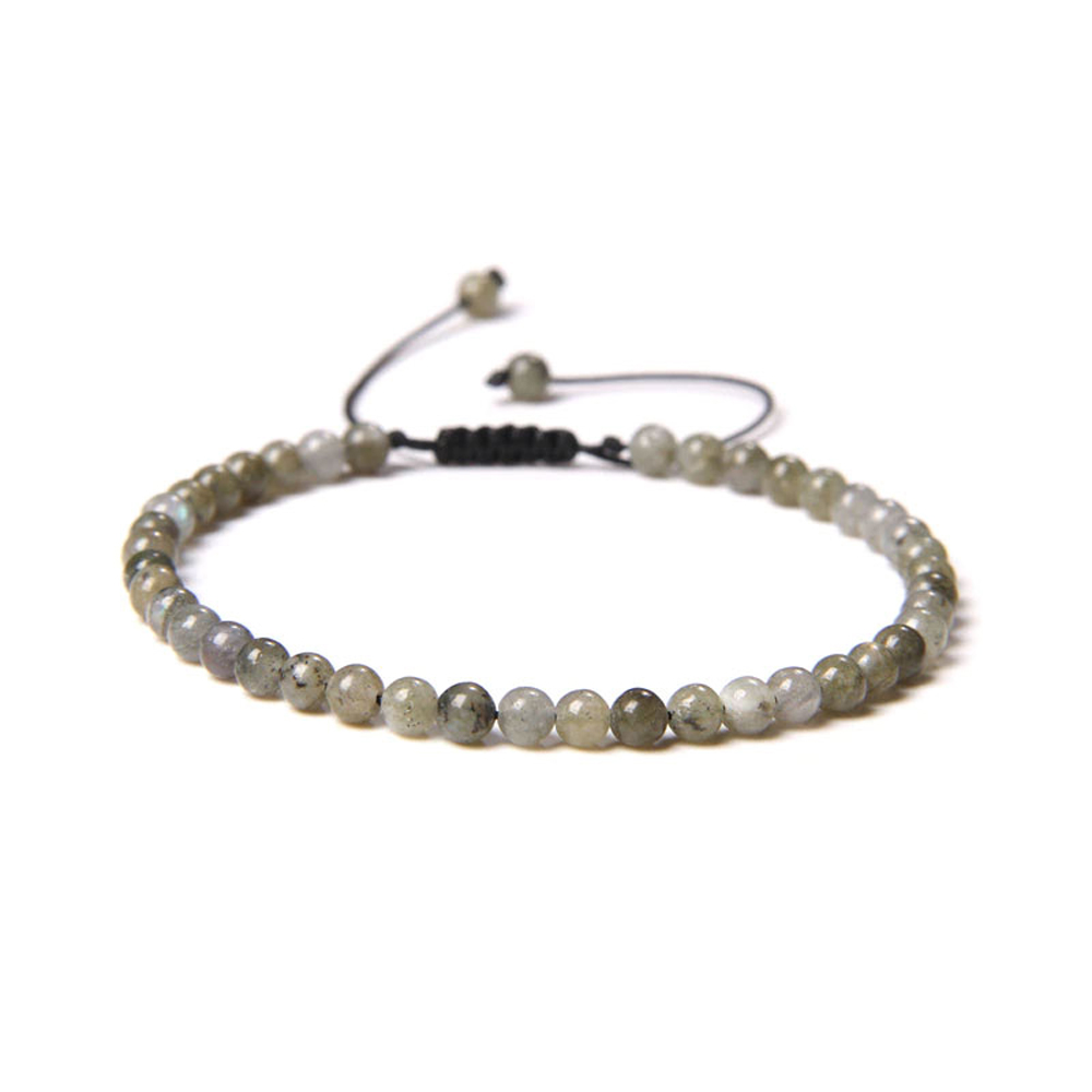 Bracelet Labradorite – Pierres boules 4mm cordon ajustable