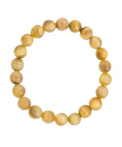 Bracelet Oeil de Tigre Doré – Perles de 8mm