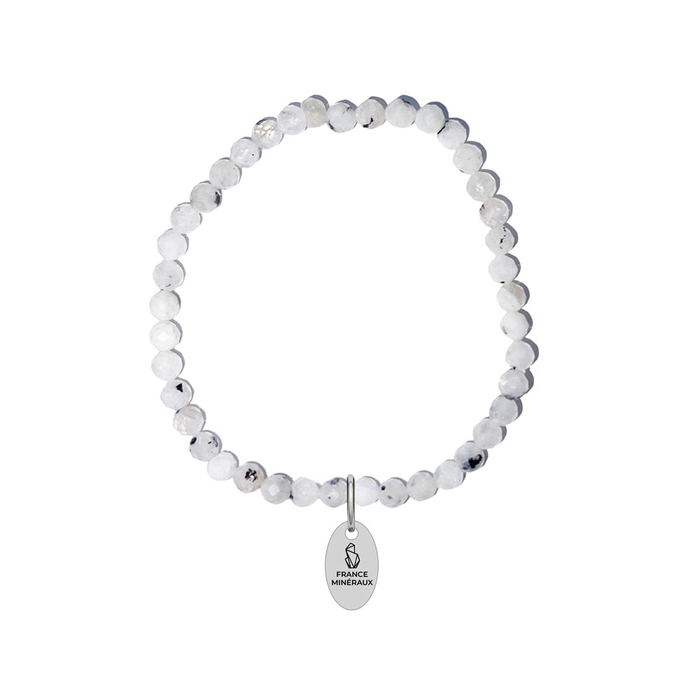 Bracelet Pierre de Lune – Perles facettées 3/4mm – 18cm