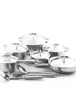 Alternative view of Batterie de cuisine en acier inoxydable – 15 pièces